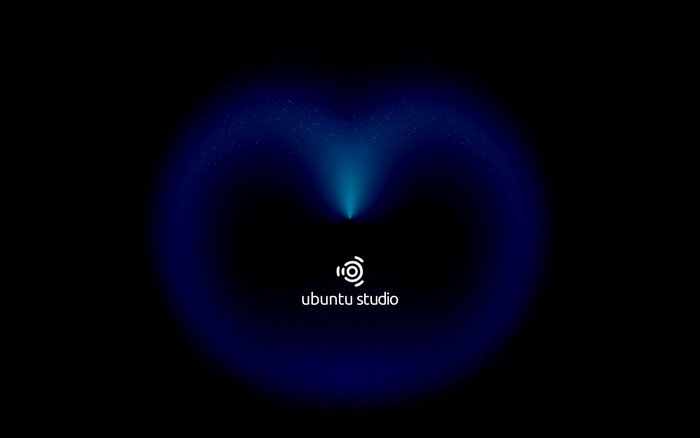 Ubuntu Studio logo with abstract blue light