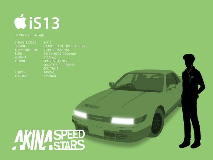 Nissan Silvia S13 'iS13' with Akina Speed Stars logo