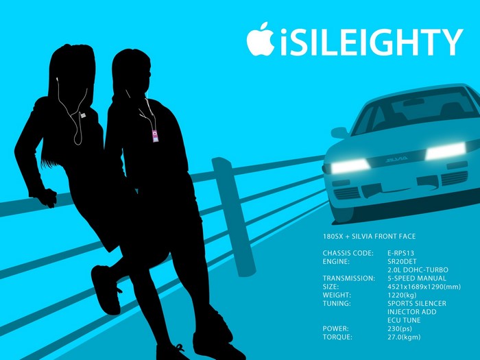 Apple iSileighty Nissan 180SX Silhouetted Figures