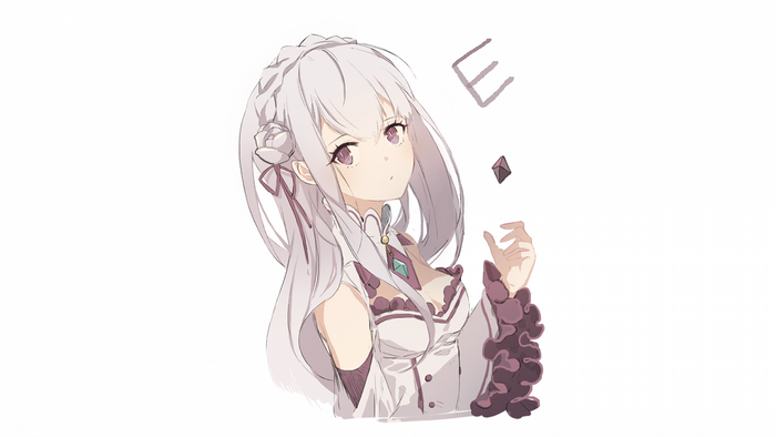 Emilia from Re:Zero holding a crystal