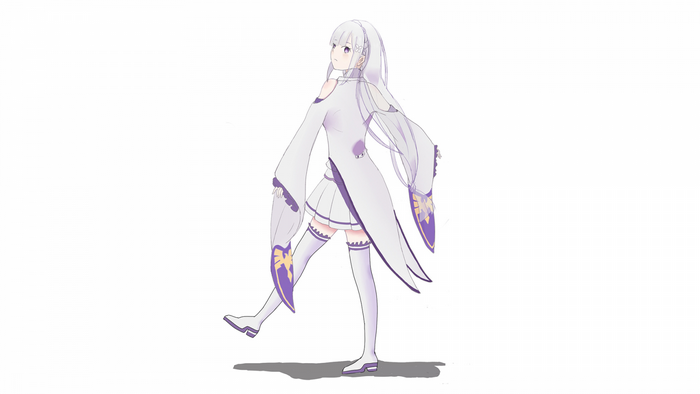 Emilia from Re:Zero, anime girl illustration