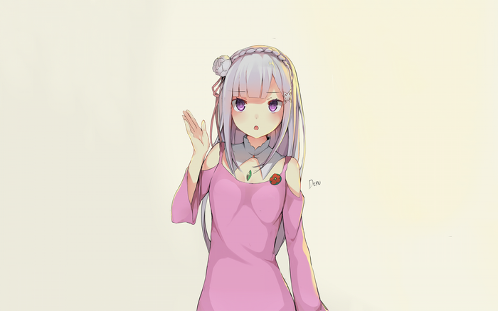 Emilia from Re:Zero in a pink dress