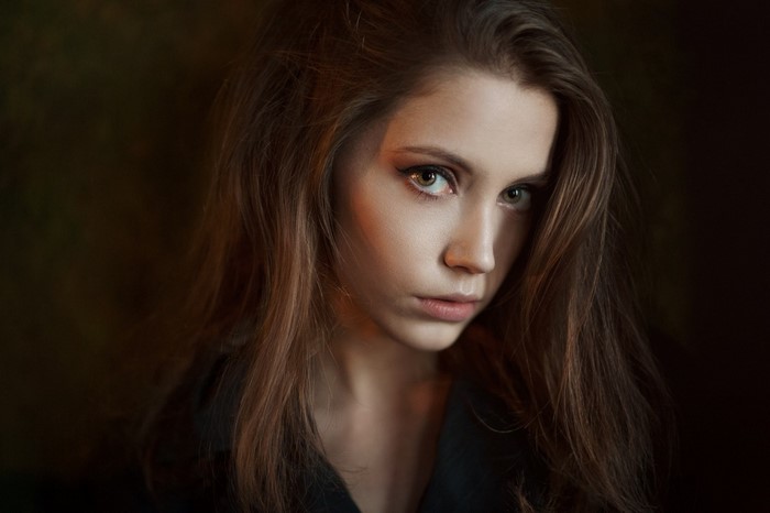 Moody Portrait of Woman with Auburn Hair