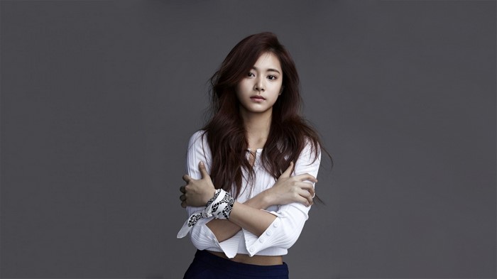Portrait of Tzuyu from Twice with Long Brown Hair