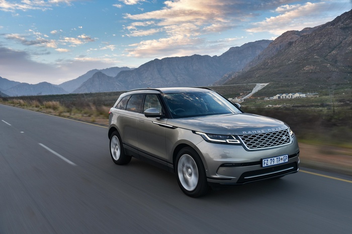 Range Rover Velar S SUV driving on a mountain road