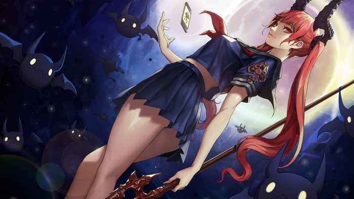 Anime girl with horns and bats