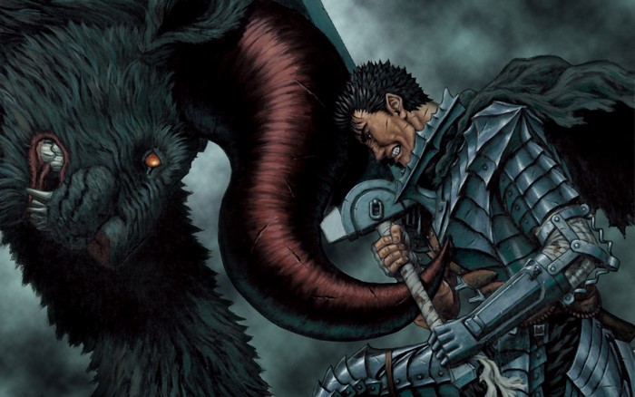 Guts from Berserk fighting Zodd