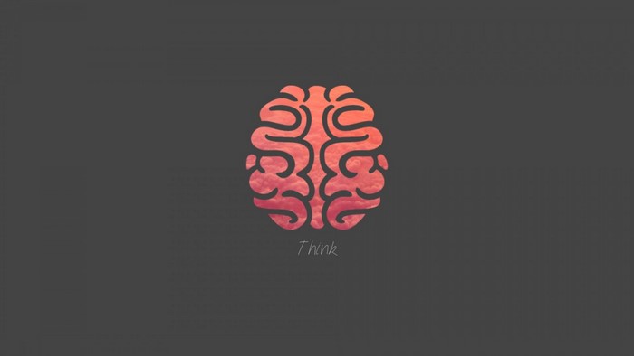Minimalist brain illustration with the word "Think"