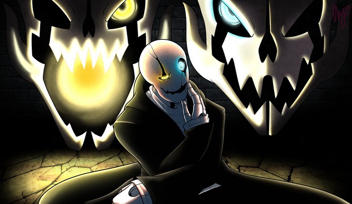 W D Gaster Dark Anime Illustration from Undertale