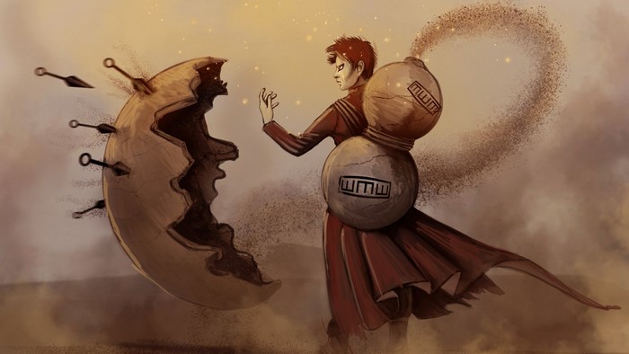 Gaara from Naruto Shippuden using sand manipulation