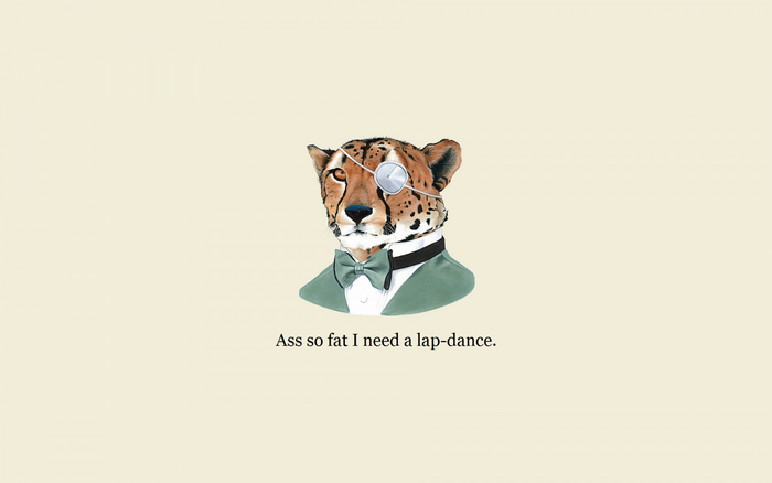 Cheetah in a suit with a monocle and a quote