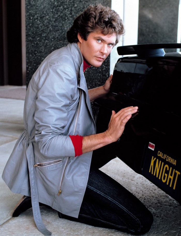 Michael Knight from Knight Rider with KITT