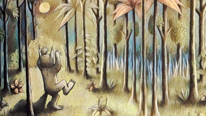 Max from Where the Wild Things Are in a forest