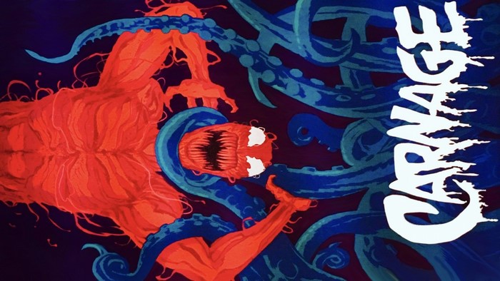 Carnage from Marvel Comics with blue tentacles