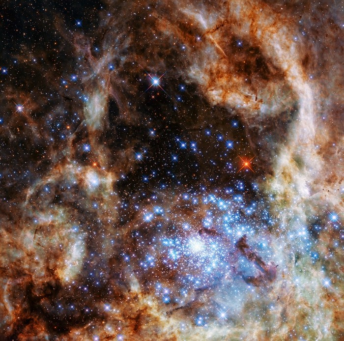 Space nebula with stars and gas clouds