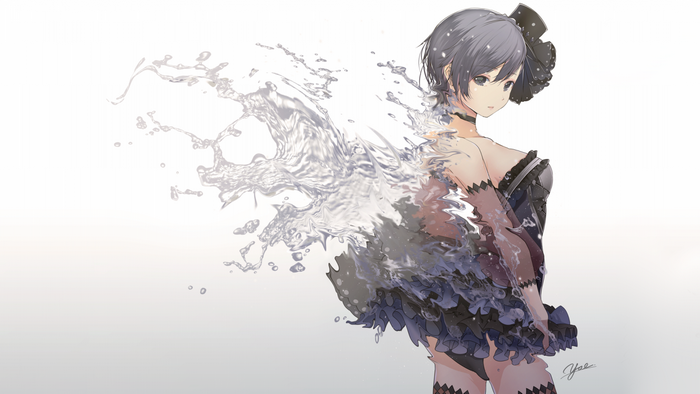 Anime girl dissolving into water