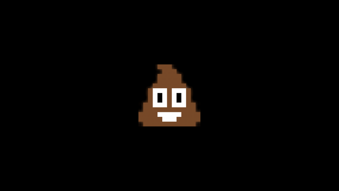Pixel art smiling poop emoji