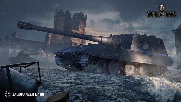 Jagdpanzer E 100 Tank in Battlefield Scene