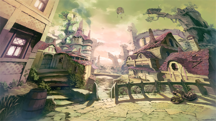 Atelier Escha & Logy: Alchemists of the Dusk Sky town illustration