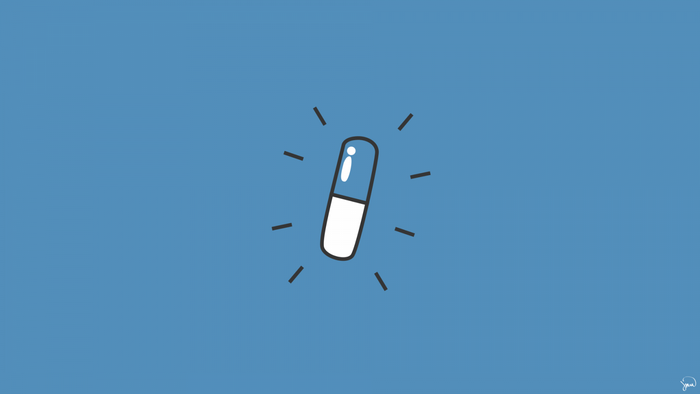Illustration of a pill with radiating lines