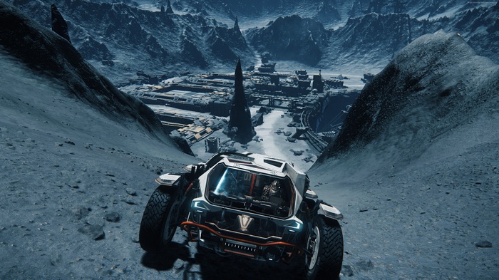 Star Citizen 4K screenshot of a vehicle on a rocky planet