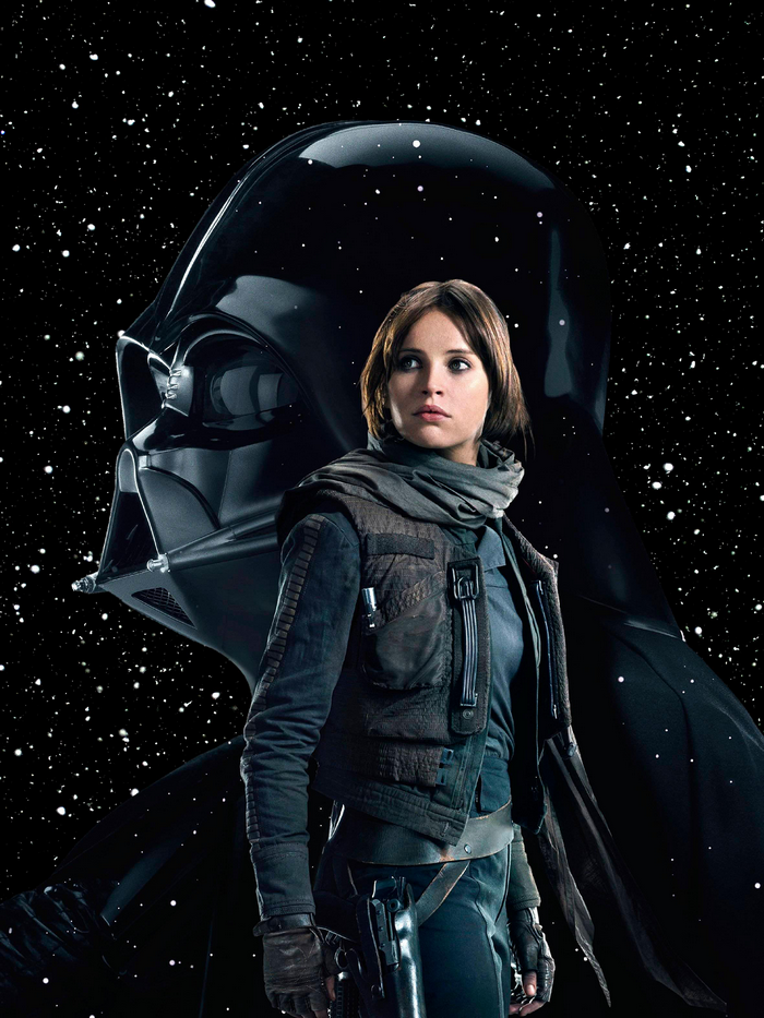 Jyn Erso and Darth Vader from Rogue One: A Star Wars Story