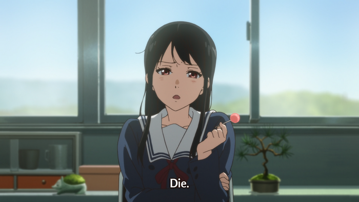 Nase Mitsuki from Kyoukai no Kanata with a lollipop