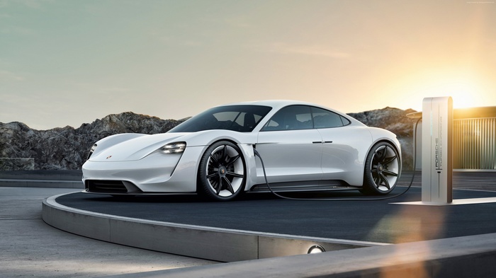 4K Porsche Taycan Electric Car Charging