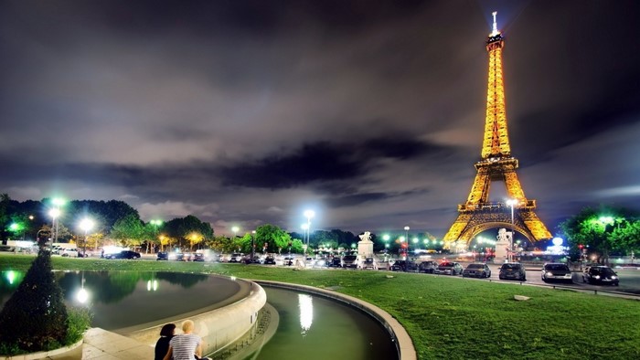Eiffel Tower Illuminated at Night in Paris