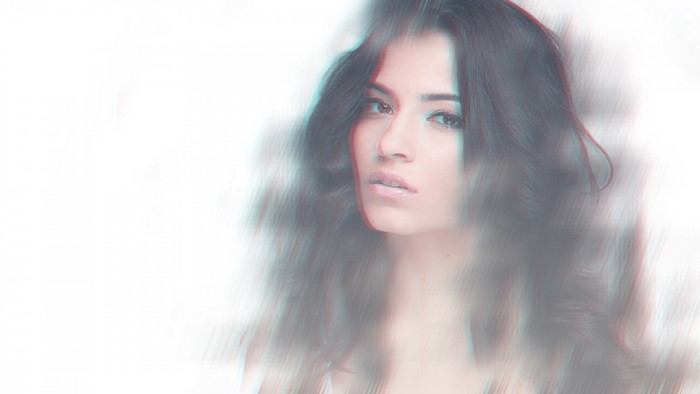 Woman with long dark hair, portrait photography
