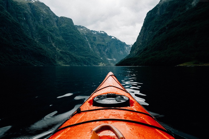 Kayaking through a Norwegian Fjord