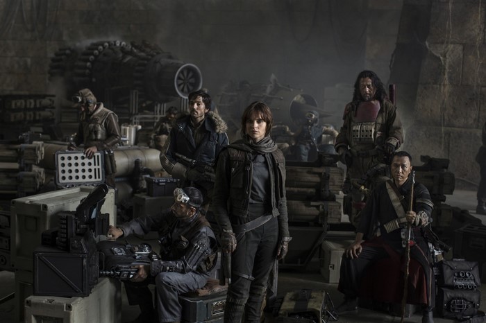 Rogue One: A Star Wars Story characters in a hangar