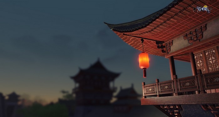 Screenshot from a video game with Chinese architecture