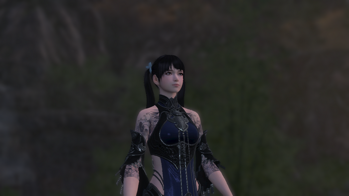 Anime girl with tattoos in a dark outfit