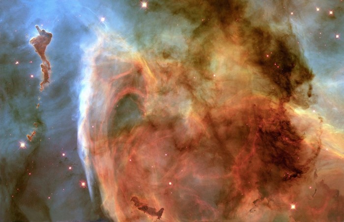 Colorful Nebula with Stars and Gas Clouds