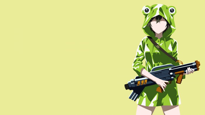 Ritsu Kawai from Bokura wa Minna Kawaisou holding a gun