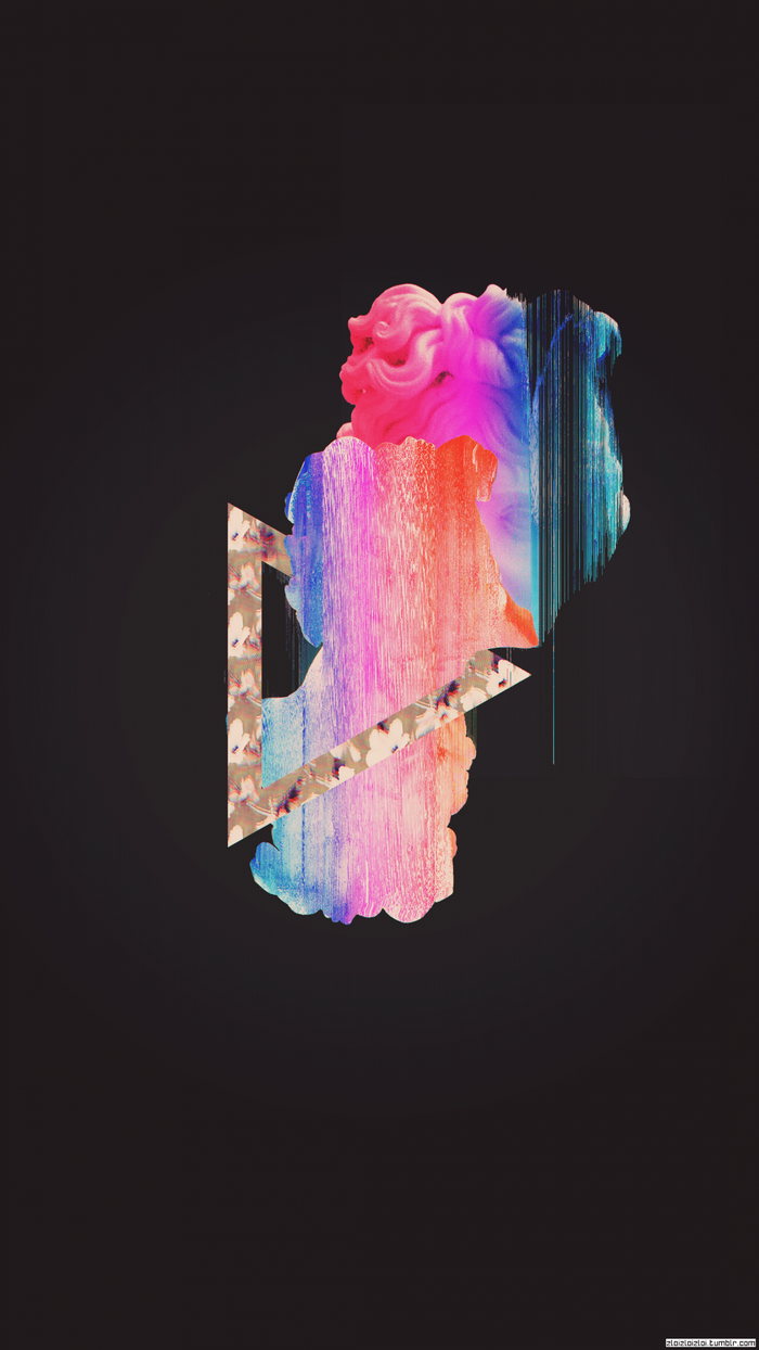 Abstract glitch art with pink and blue colors