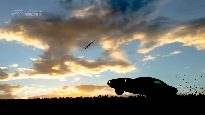 Silhouette of a Dodge Challenger in Forza Horizon 3