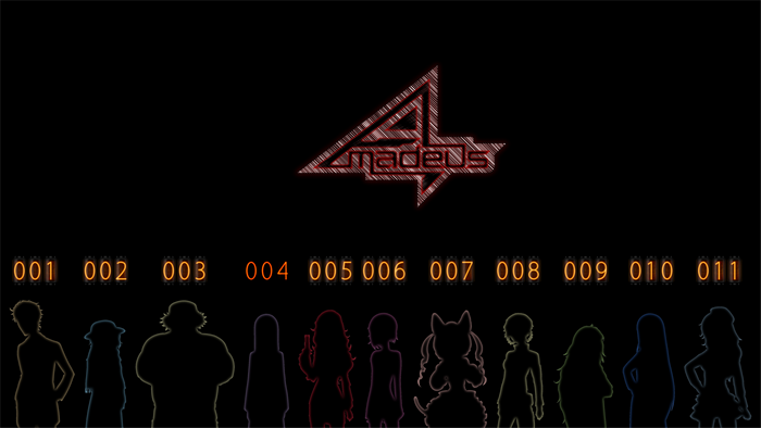 Steins;Gate 0 "Amadeus" logo with character silhouettes