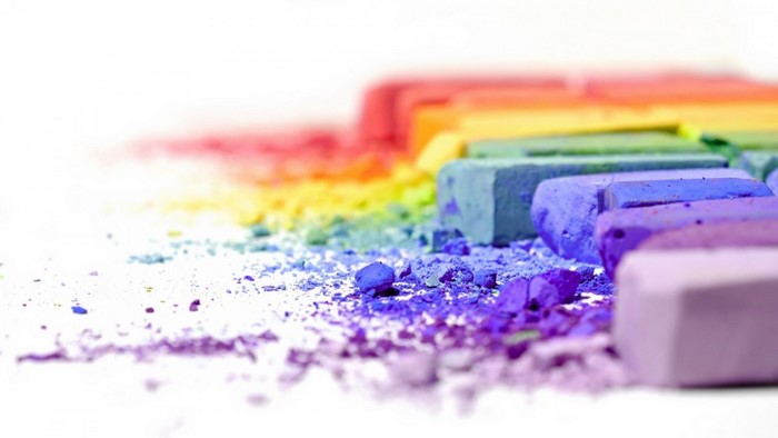 Colorful chalk pastels in a rainbow gradient