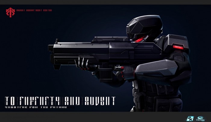 Soldier with futuristic weapon