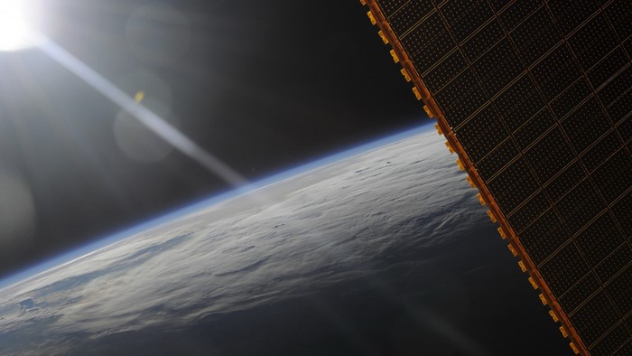 Sunlight over Earth from the International Space Station