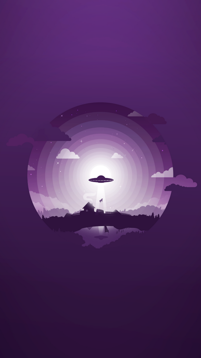 UFO Abducting a Dog Over a Village