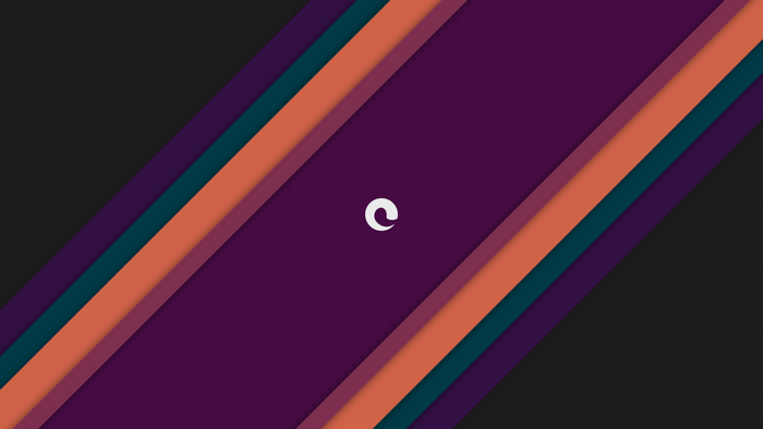 Abstract geometric design with purple, orange, and teal stripes