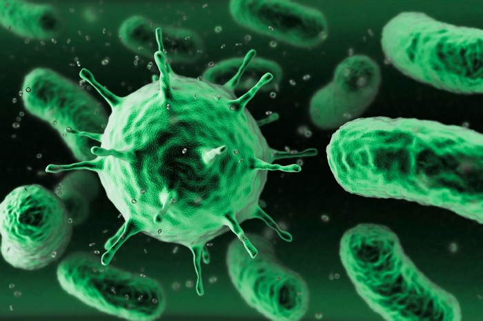 Green Microscopic Bacteria and Virus Illustration