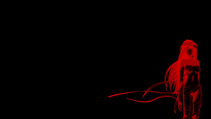 Nyu from Elfen Lied in red silhouette