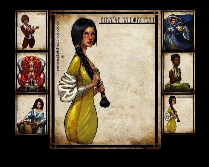 Nynaeve Mandragoran and characters from The Wheel of Time