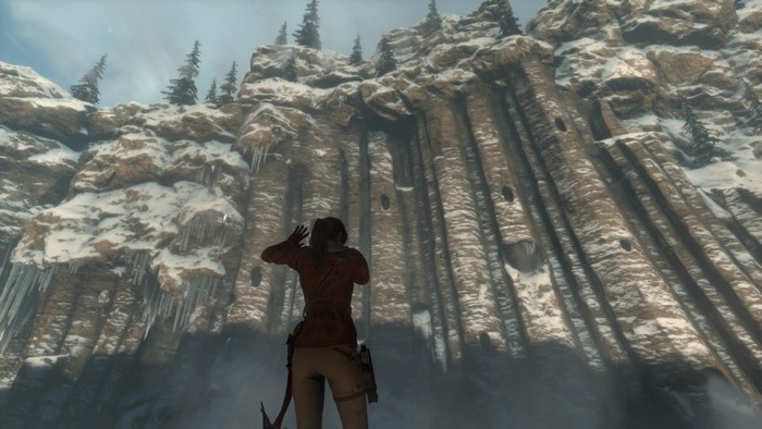 Lara Croft from Tomb Raider on a snowy mountain