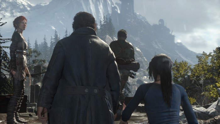 Lara Croft from Tomb Raider in a mountainous region