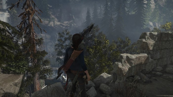 Lara Croft from Tomb Raider in a forest